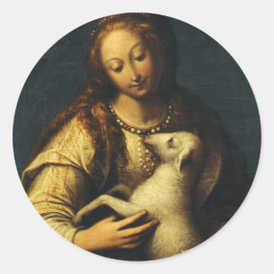 Saint Agnes by Orsola Maddalena Caccia Classic Round Sticker