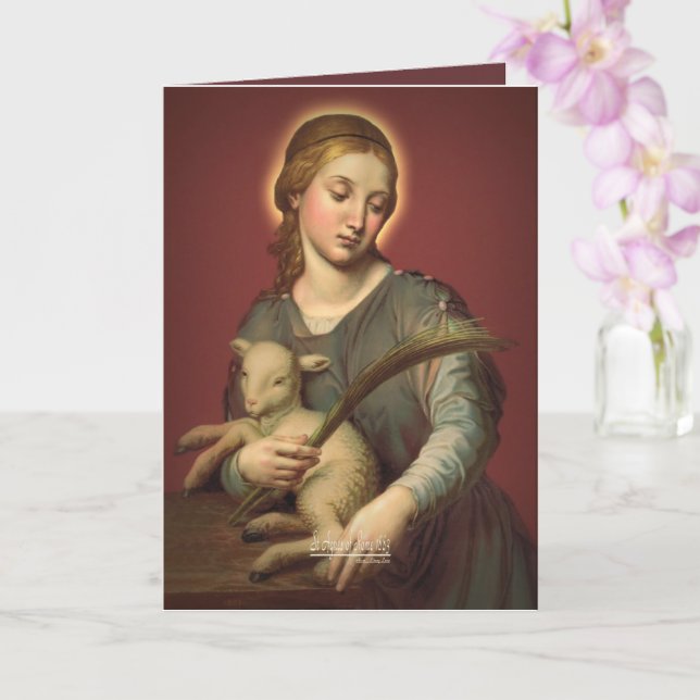 Saint Agnes of Rome with Prayer Card (Orchid)