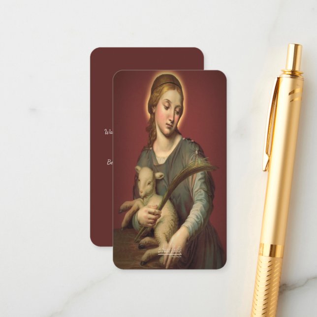 Saint Agnes of Rome with Prayer Enclosure Card (Front/Back In Situ)