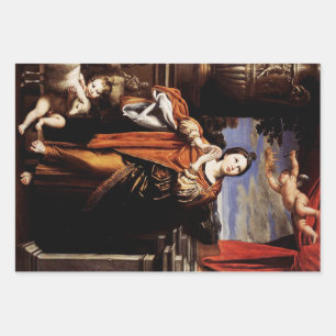Saint Agnes Roman Martyr by Domenico Zampieri Wrapping Paper Sheet