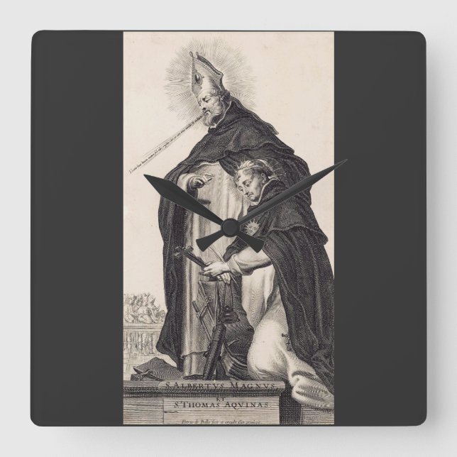 Saint Albert the Great and saint Thomas Aquinas Square Wall Clock (Front)