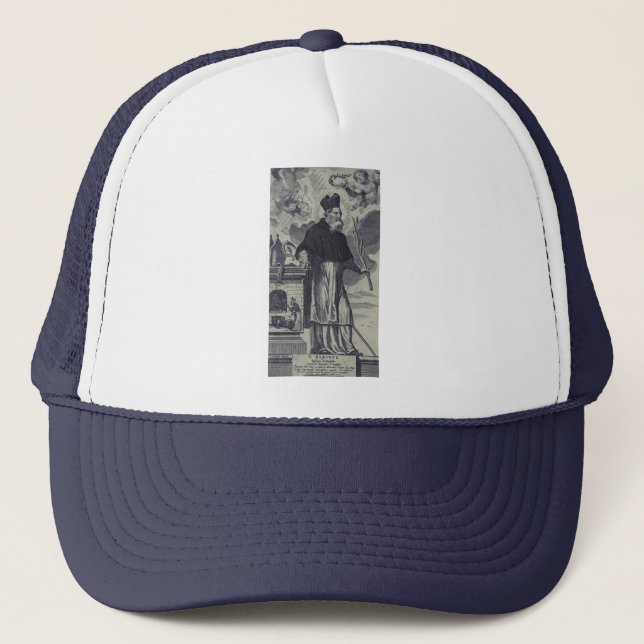 Saint Albinus of Angers Premium Bishop of Mercy Trucker Hat (Front)