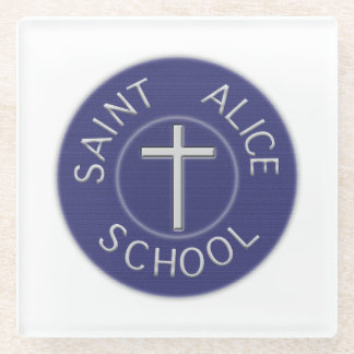 Saint Alice School Traditional Patch  Glass Coaster