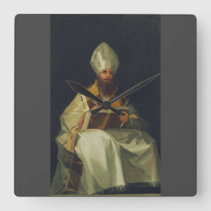 Saint Ambrose by Francisco de Goya Square Wall Clock