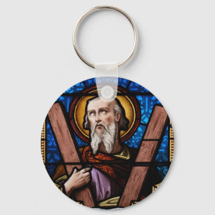 Saint Andrew (Apostle Andrew) Stained Glass Art Key Ring