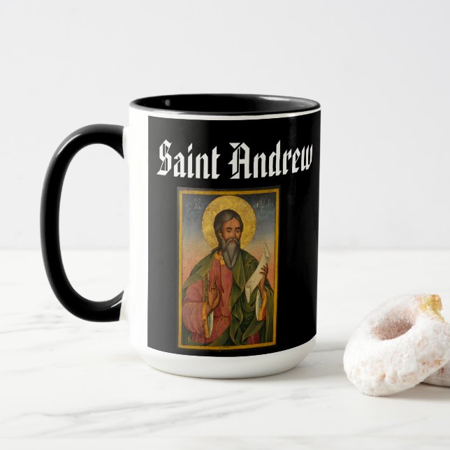 SAINT ANDREW Patron of Scotland Mug (With Donut)