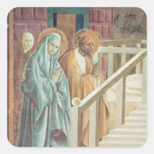 Saint Anne and Joachim at the Presentation of Square Sticker