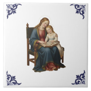 Saint Anne Teaching Mary Religious Ceramic Tile