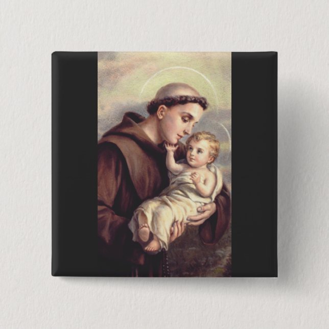 Saint Anthony of Padua 15 Cm Square Badge (Front)