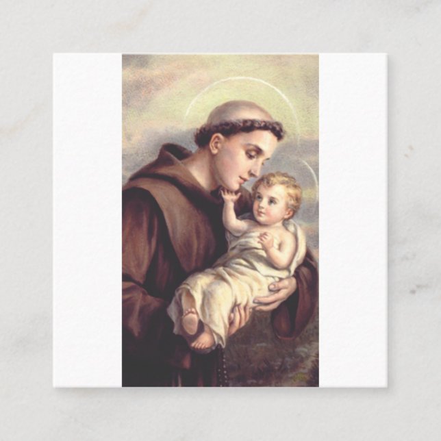 Saint Anthony of Padua Classical Religious Art Square Business Card (Front)