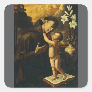 Saint Anthony of Padua with Baby Jesus Square Sticker