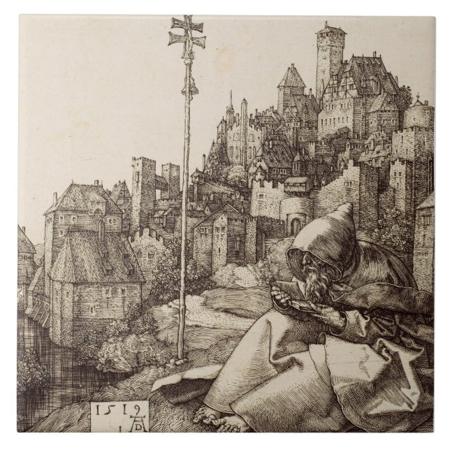 Saint Anthony Reading by Albrecht Durer Ceramic Tile (Front)