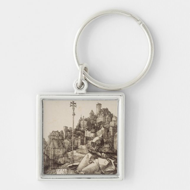 Saint Anthony Reading by Albrecht Durer Key Ring (Front)