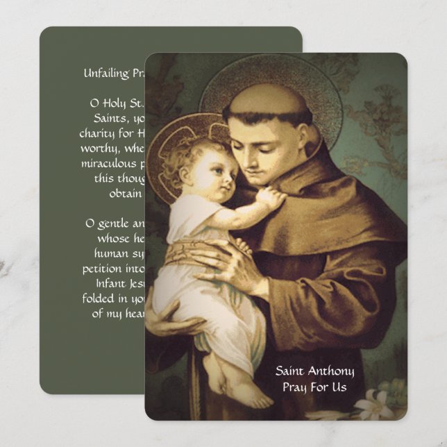 Saint Anthony Unfailing Prayer Holiday Card (Front/Back)