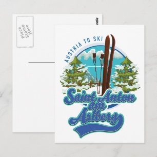 Saint Anton am Arlberg Austria Ski logo Postcard
