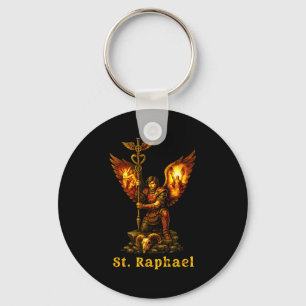 Saint Archangel Raphael Christian Art Faith Key Ring