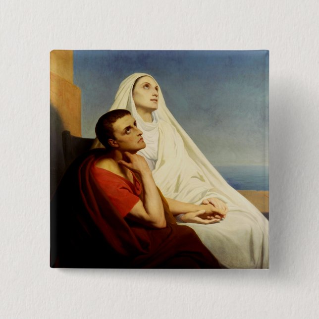 Saint Augustine and Saint Monica 15 Cm Square Badge (Front)