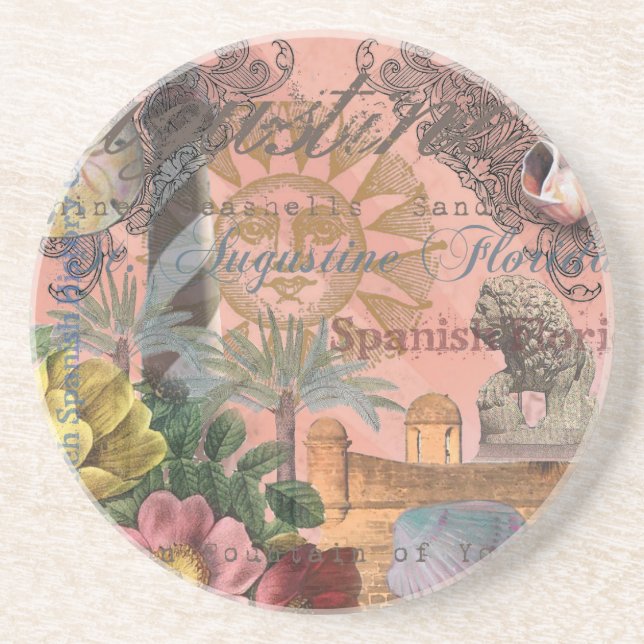 saint augustine florida travel antique art coaster (Front)
