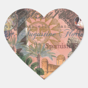 saint augustine florida travel antique art heart sticker