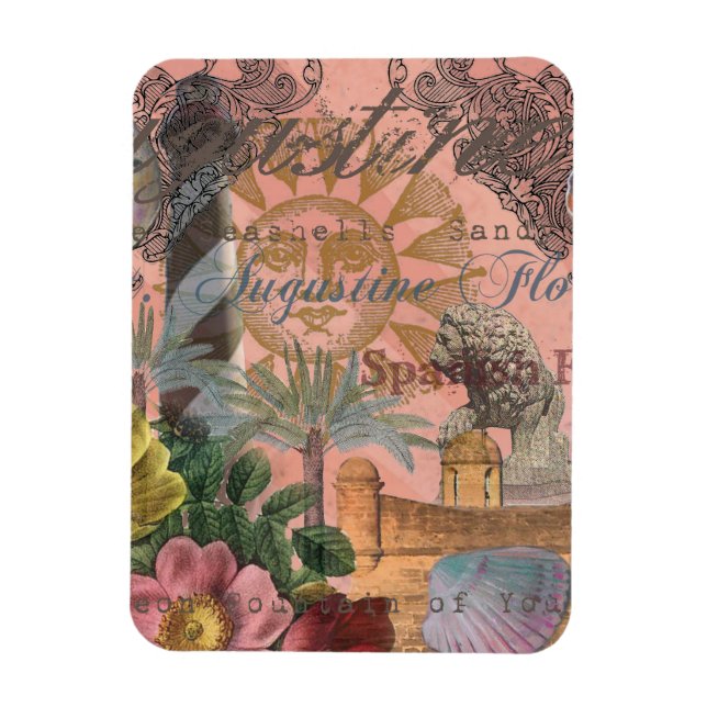 saint augustine florida travel antique art magnet (Vertical)