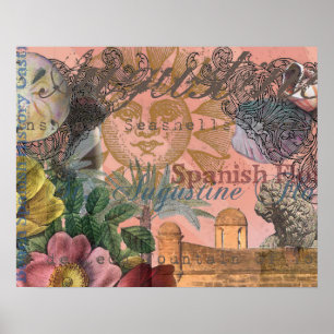 saint augustine florida travel antique art poster