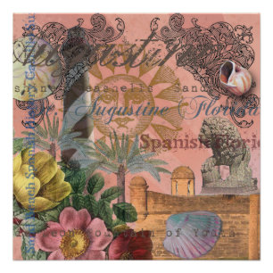saint augustine florida travel antique art poster