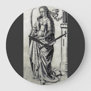Saint Barbara and her tower Large Clock