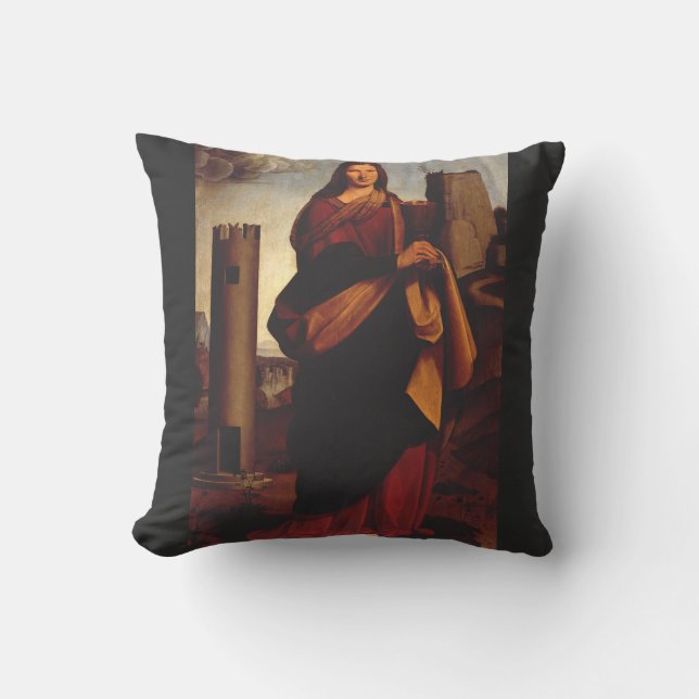 Saint Barbara by Giovanni Antonio Boltraffio Cushion (Front)
