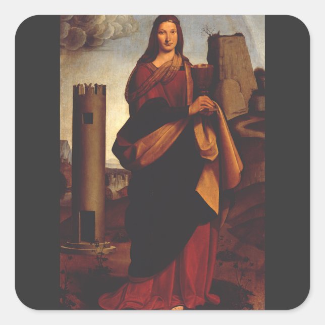 Saint Barbara by Giovanni Antonio Boltraffio Square Sticker (Front)