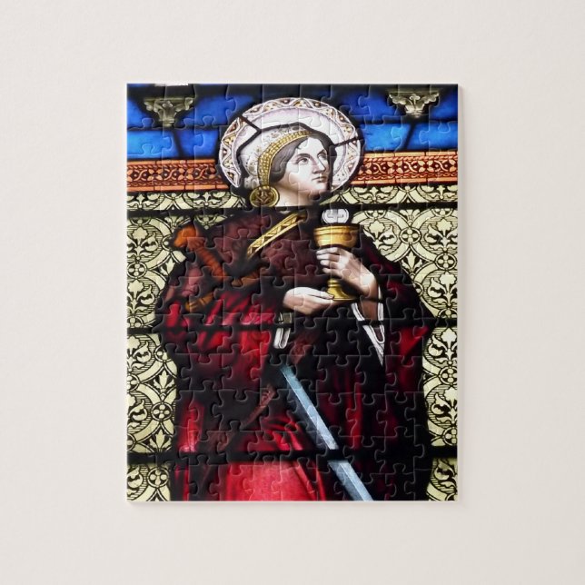 Saint Barbara Stained Glass Window Jigsaw Puzzle (Vertical)