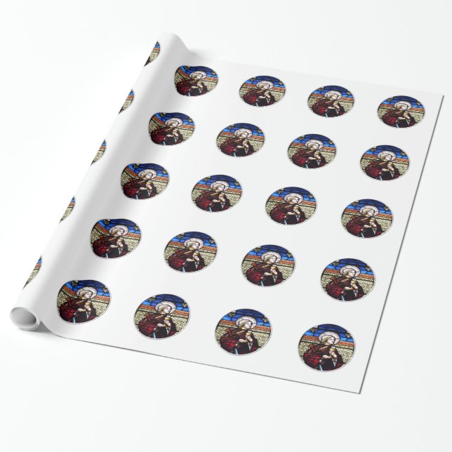 Saint Barbara Stained Glass Window Wrapping Paper (Unrolled)