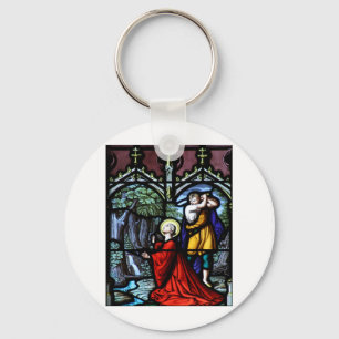 Saint Barbara's Martyrdom Stained Glass Art Key Ring