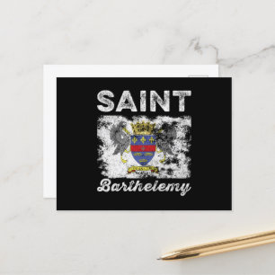 Saint Barthélemy Flag Distressed Postcard