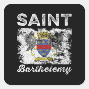 Saint Barthélemy Flag Distressed Square Sticker