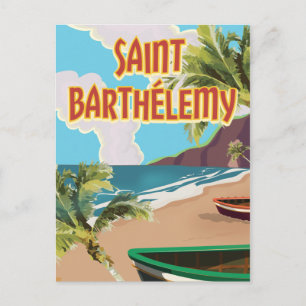 Saint Barthélemy Island Vintage Travel Poster Postcard