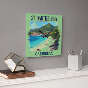 Saint Barthelemy Square Wall Clock
