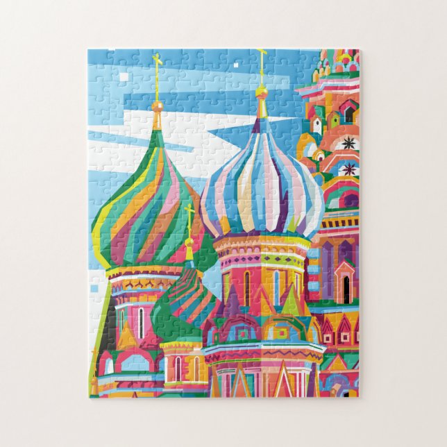 Saint Basil's Cathedral Russia Colourful Pop Art Jigsaw Puzzle (Vertical)