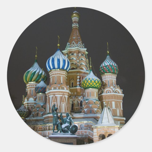 saint basil's night classic round sticker (Front)