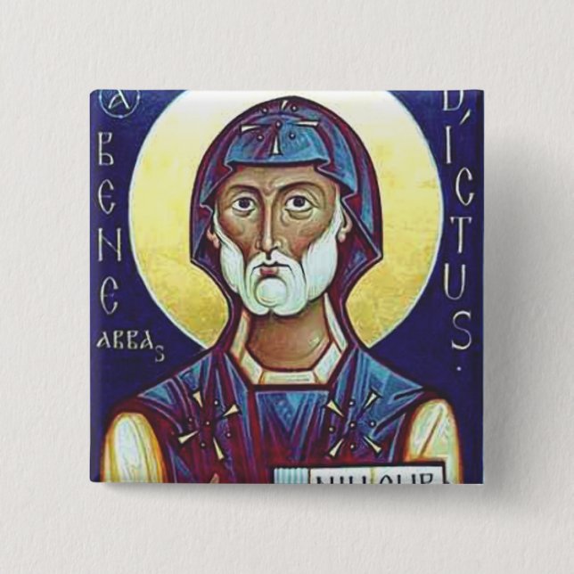 Saint Benedict of Nursia 15 Cm Square Badge (Front)