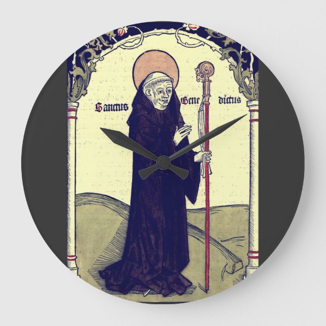 Saint  Benedict of Nursia Abbot of Monte Cassino Large Clock (Front)