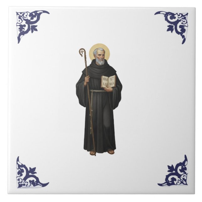 Saint Benedict Religious St Christian Ceramic Tile (Front)