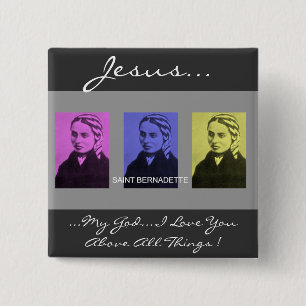 saint bernadette 15 cm square badge