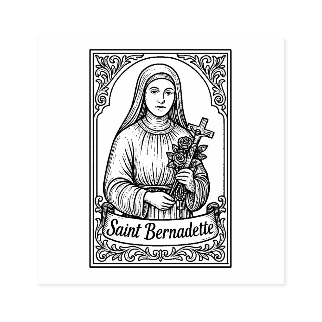 Saint Bernadette Catholic Rubber Stamp (Imprint)