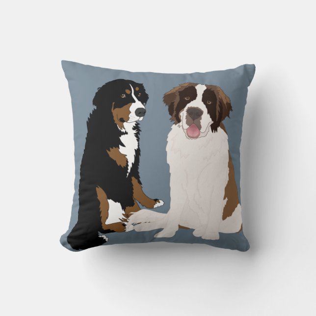 Saint Bernard and Bernese Mountain Dog Cushion (Front)