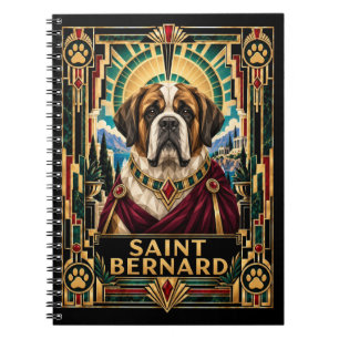Saint Bernard, Art Deco Dog Notebook