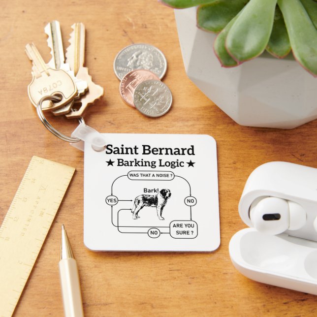 Saint Bernard Barking Logic Funny Dog Owner Cool Key Ring (Desk)