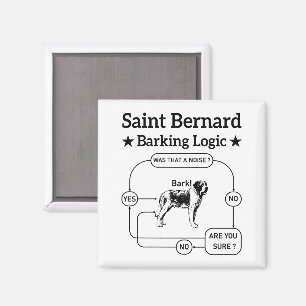 Saint Bernard Barking Logic Funny Dog Owner Cool Magnet