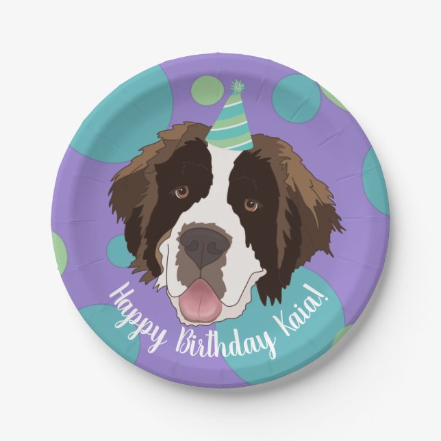 Saint Bernard Birthday Paper Plate (Front)