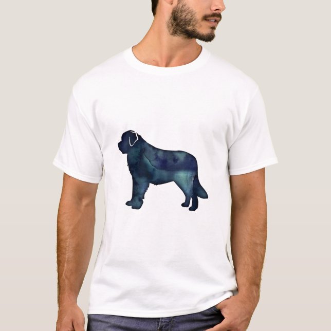 Saint Bernard Black Watercolor Silhouette T-Shirt (Front)