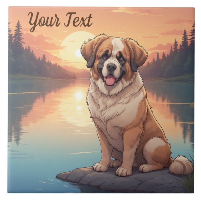 Saint Bernard by Lake Ceramic Tile (Front)